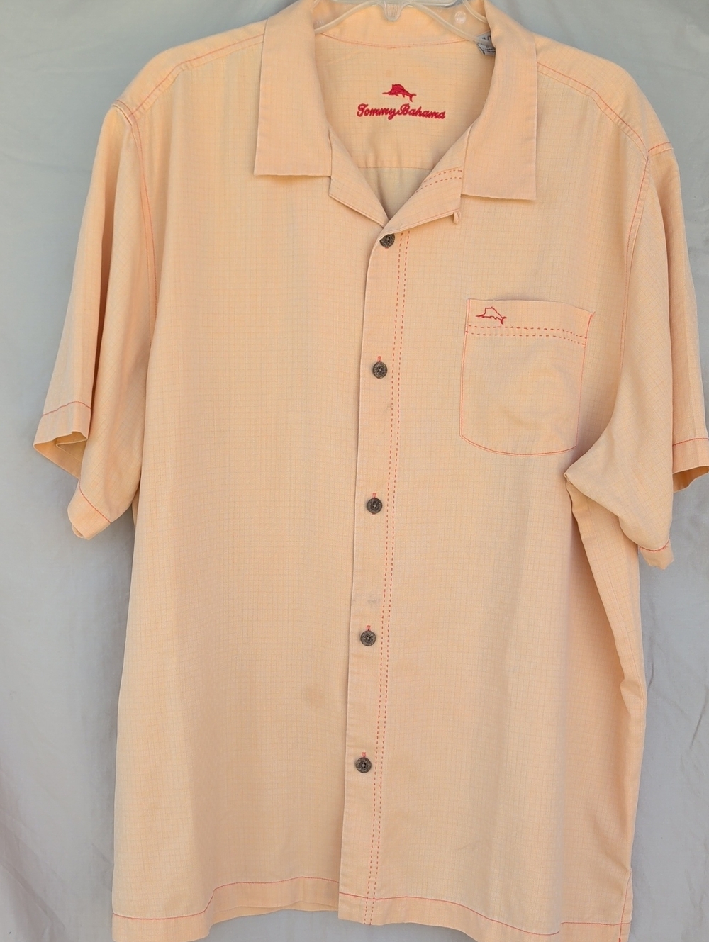 Tommy Bahama Peach Short-Sleeve Silk Camp Shirt Leisure Resort Coastal Wear